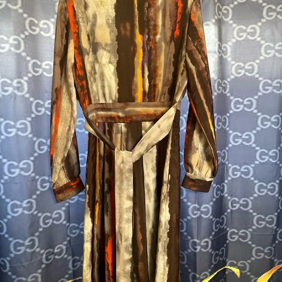 Vince Camuto Elegant Multicolor Women's faux wrap Dress size 8 pre owned V neck - Picture 7 of 13